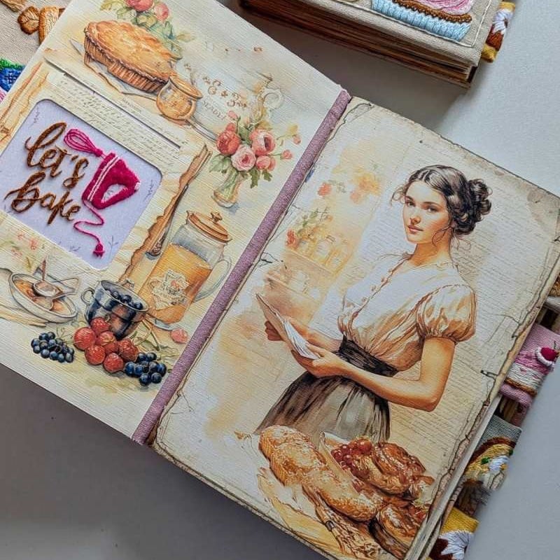 Notebook | Handmade Recipe Journal | Embroidered Cloth Cover | RecipeHeart