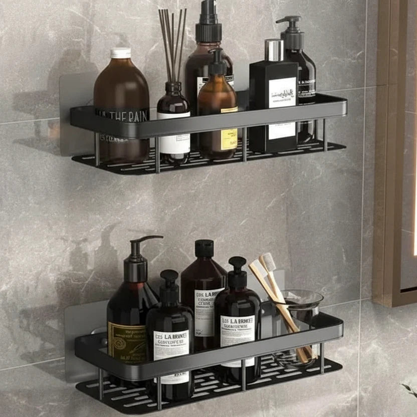 Adhesive Bathroom Shelf | Stainless Steel & Drill-Free | Self-Adhesive | Mountra