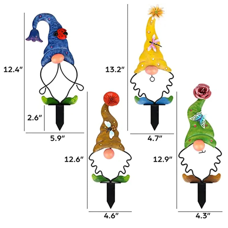 Garden Decoration Metal Garden Gnome | Stake Statues | Weather-Resistant | GnomePeak