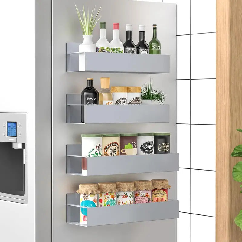 Spice Rack | 4-Piece Magnetic Set – Powder Coated | Drill-Free Installation | KitchenDock