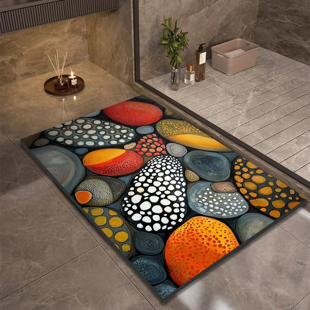 Bath Mat Diatomaceous Earth | Fast-Drying & Slip-Resistant | Natural Rubber Stone Finish | Aquapave
