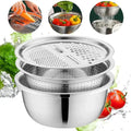 3-in-1 Mixing Bowl Set | Built-in Grid and Drain System | Stackable and Space-Saving | MultiPrep