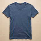 AeroLuxe™ – Lightweight Slub Cotton V-Neck Tee with Raw-Edge Trim