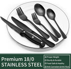 Cutlery Set | 24-Piece Matte Black Design | Includes Steak Knives | CutleryCraft