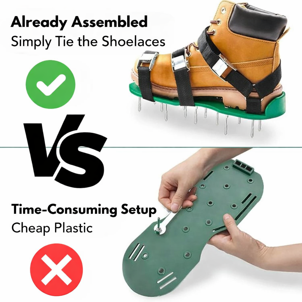 Lawn Aerator Shoes | Spike Strap System | Aerate Lawn as You Walk | Green Step
