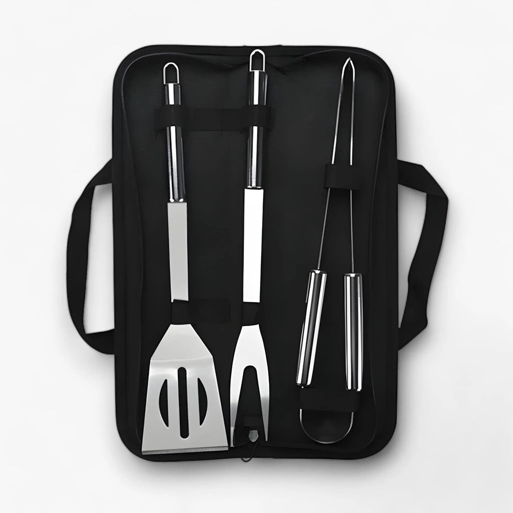 Stainless Steel Grill Tool Set | Includes Carrying Case for Travel | Safe Grip with Heat Shield | RostRanger
