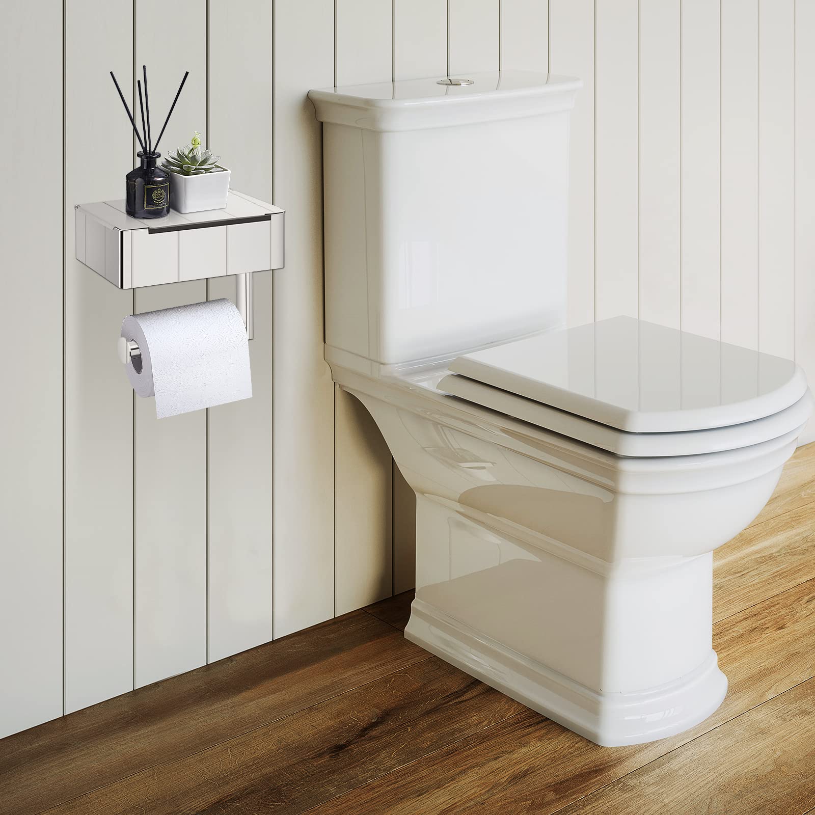 Tissue Box | Stainless Steel Toilet Paper Holder | 2-in-1 Holder with Shelf | SteelShelf