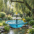 Solar-Powered Hanging Bird Bath with Fountain | Glass Bowl | Two-Tier | Aquavio