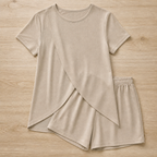 SolaraEase™ – Relaxed Tulip-Hem Top & Shorts Summer Set