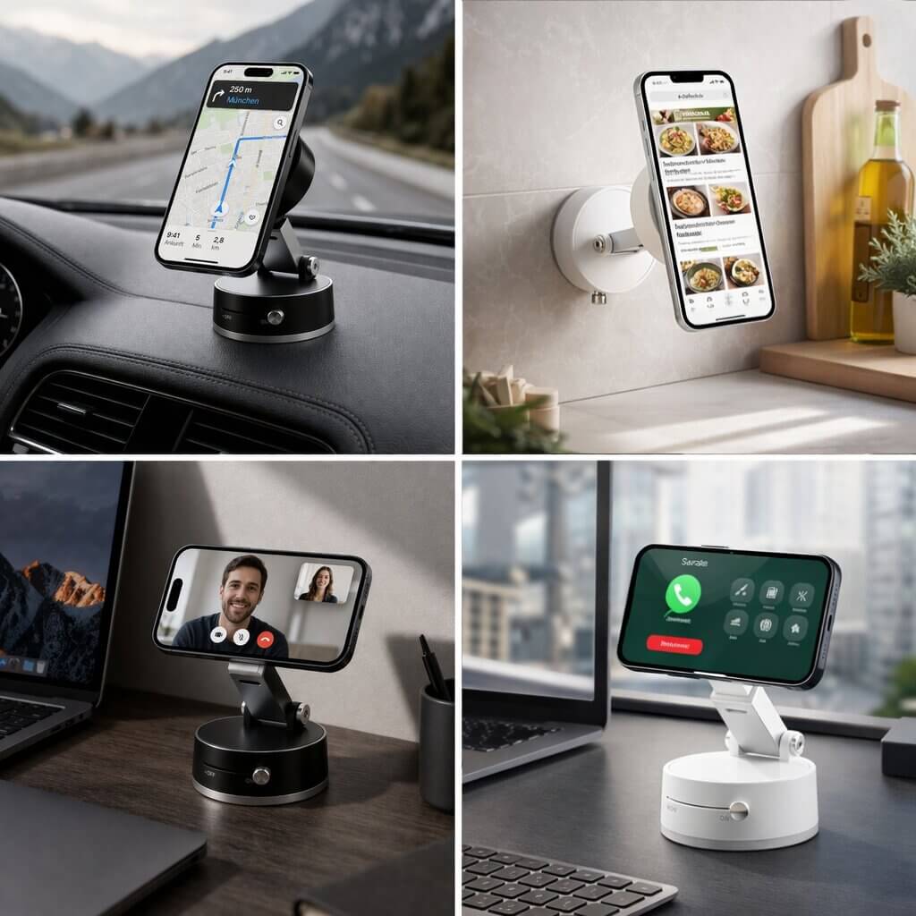 Car Phone Holder with Suction Cup | Magnetic Hold | Flexible, Rotatable, and Foldable | Magnevo