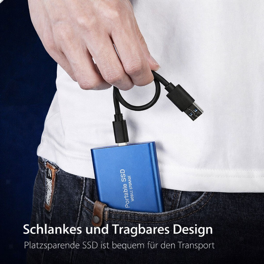 External Storage | 128GB External SSD | USB-C & USB 3.1 | Ultra-compact | Shock-resistant Design | DataVault