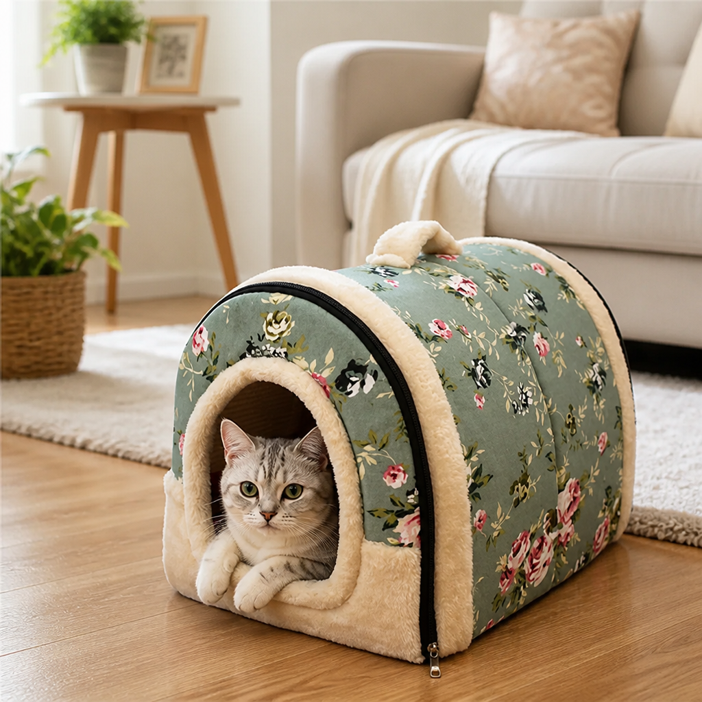 Pet Bed Mat for Cats & Dogs | Detachable Hand-Washable Leather | Padded & Warm