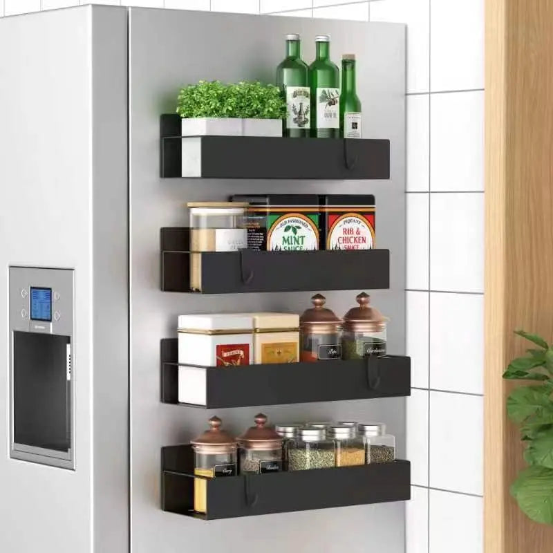Spice Rack | 4-Piece Magnetic Set – Powder Coated | Drill-Free Installation | KitchenDock