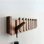 Piano Coat Rack in Wood | Sturdy Walnut & Maple Wood | 8 Hooks Wall-Mounted | Keystrak
