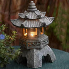 Japanese Garden Lantern | Resin Solar LED | Warm White Zen Garden & Terrace | Wabilight