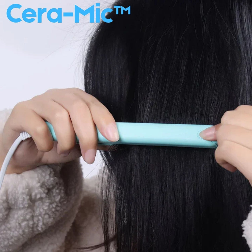 2-in-1 Hair Straightener & Curling Iron | Porcelain Ceramic Plates | Mini Travel Size | Quick Heat