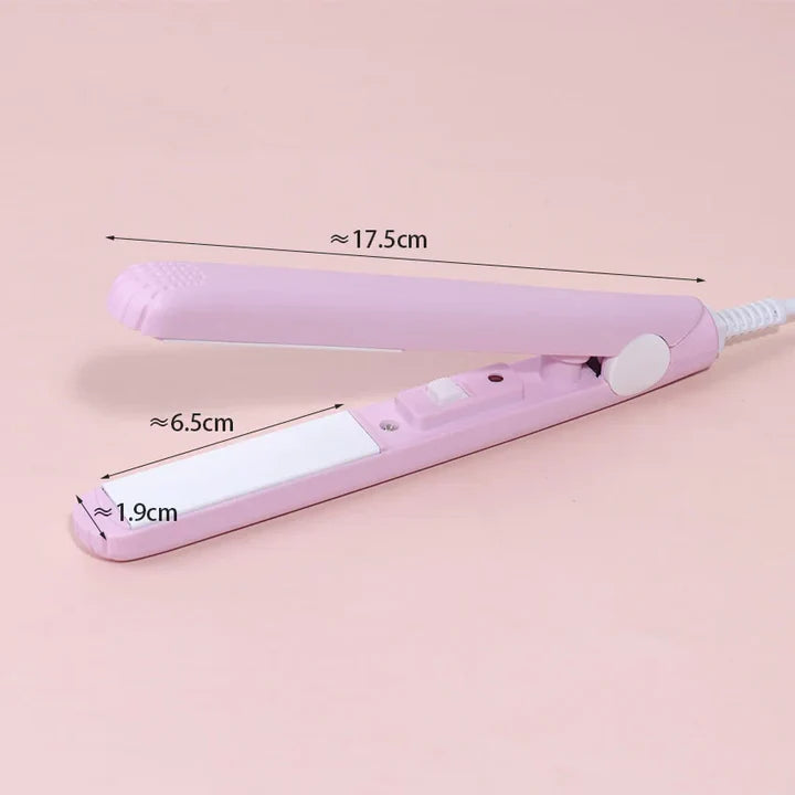 2-in-1 Hair Straightener & Curling Iron | Porcelain Ceramic Plates | Mini Travel Size | Quick Heat