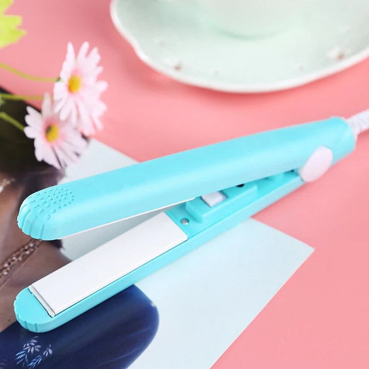 2-in-1 Hair Straightener & Curling Iron | Porcelain Ceramic Plates | Mini Travel Size | Quick Heat