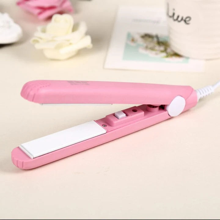 2-in-1 Hair Straightener & Curling Iron | Porcelain Ceramic Plates | Mini Travel Size | Quick Heat