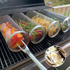 BBQ Grill Basket | 360° Rotatable | Stainless Steel & Dishwasher Safe | Twin Pack