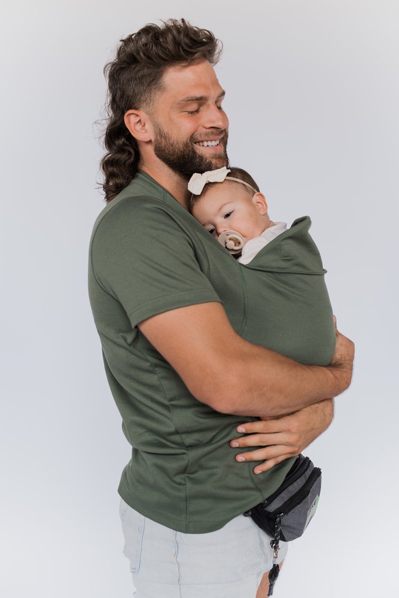 Baby Wrap T-Shirt for Mom & Dad | Breathable Ergonomic Design | Slip-On Front Carry