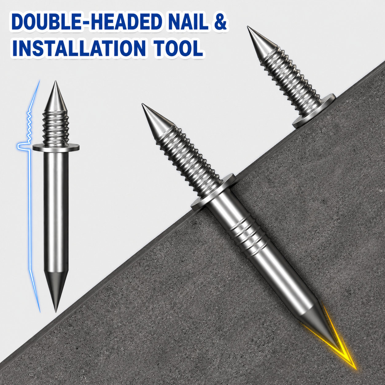 Baseboard Nail Set | Double-Head System | 100-Piece Galvanized Steel Set | Durable Design