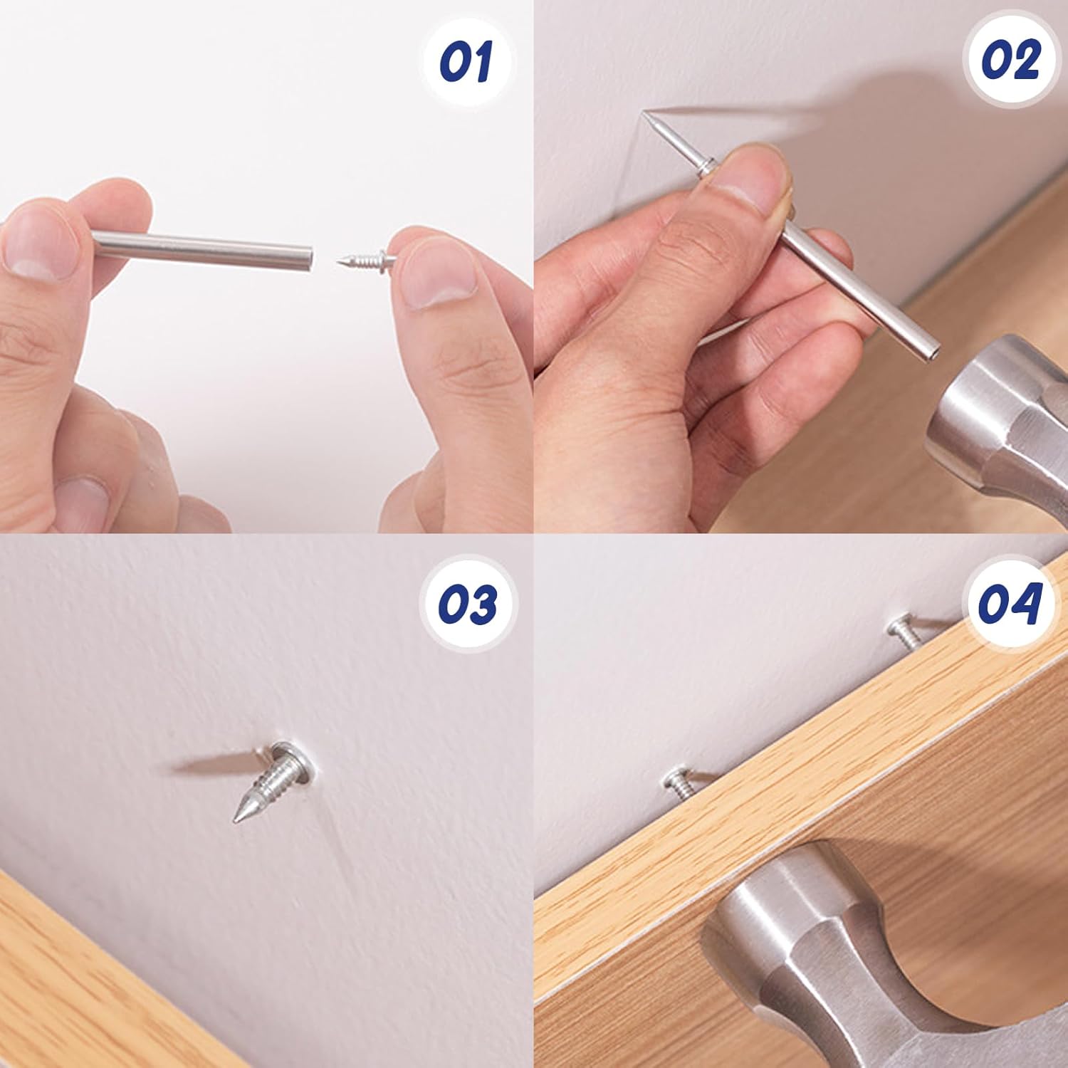 Baseboard Nail Set | Double-Head System | 100-Piece Galvanized Steel Set | Durable Design