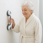 Bathroom Grab Bar | No-Drill Suction Mount | Ergonomic Non-Slip Grip | Supports 80 kg