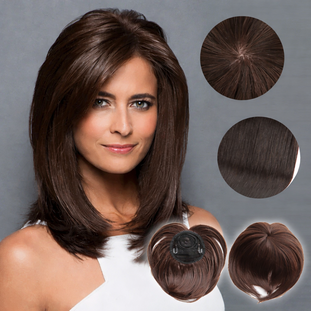 Clip-In Hair Topper | Seamless Instant Volume | High-Quality Soft Hair Fiber | Secure Hold