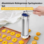 Cookie Press | Stainless Steel Body | 20 Cookie Shapes | Easy Clean