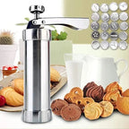 Cookie Press | Stainless Steel Body | 20 Cookie Shapes | Easy Clean