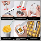 Cookie Press | Stainless Steel Body | 20 Cookie Shapes | Easy Clean