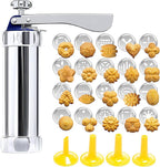 Cookie Press | Stainless Steel Body | 20 Cookie Shapes | Easy Clean