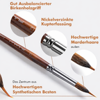 Detail Brush Set | Fine Tips for Precision Painting | Wooden Handle & Aluminum Ferrule