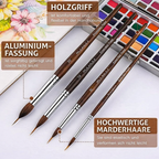 Detail Brush Set | Fine Tips for Precision Painting | Wooden Handle & Aluminum Ferrule