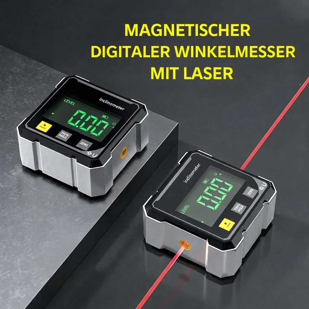 Digital Inclinometer | Magnetic Base & Laser Guide | Aluminum Housing | Compact Durable Design