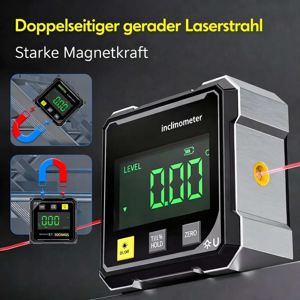 Digital Inclinometer | Magnetic Base & Laser Guide | Aluminum Housing | Compact Durable Design