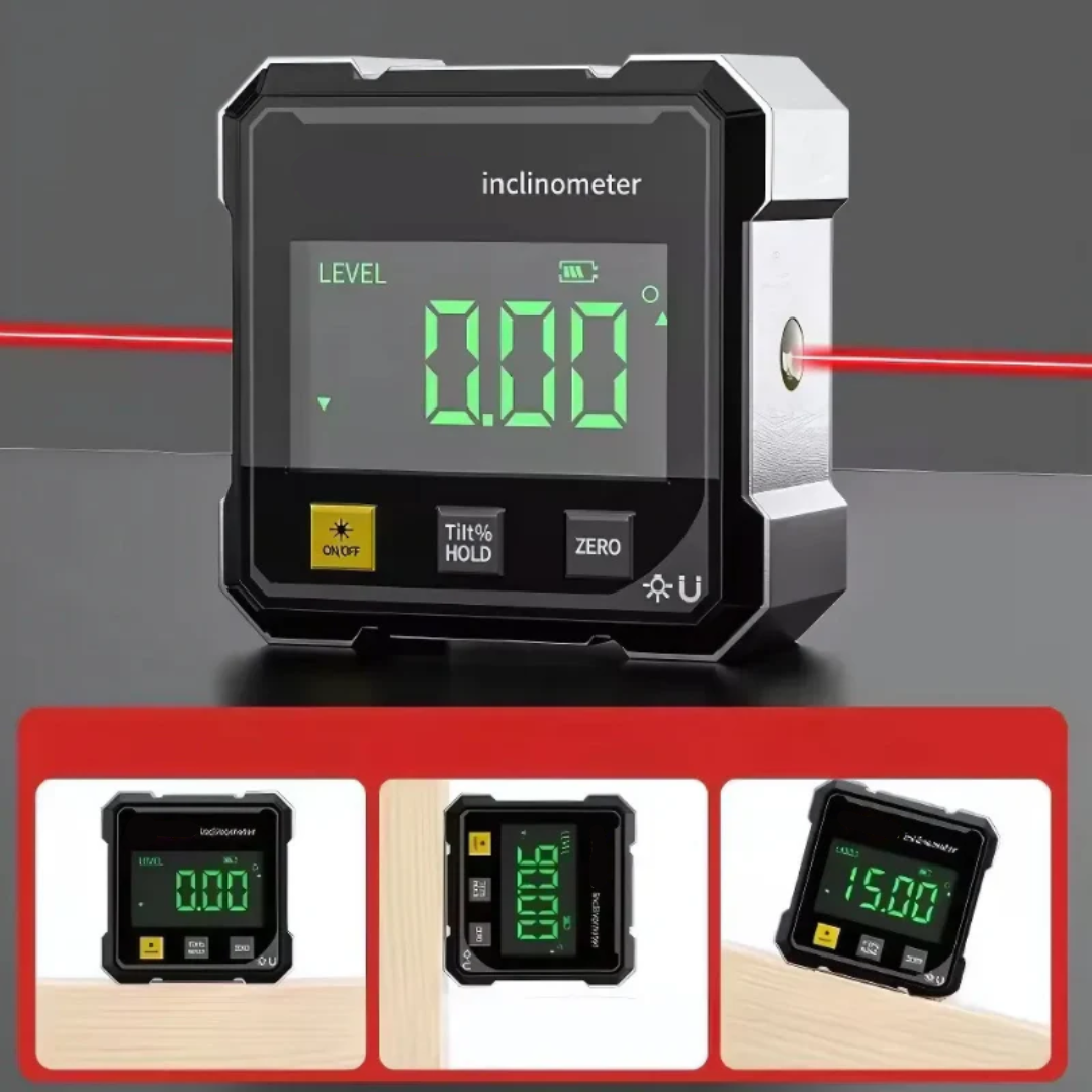 Digital Inclinometer | Magnetic Base & Laser Guide | Aluminum Housing | Compact Durable Design