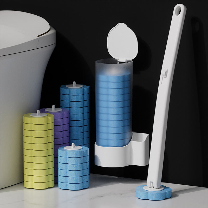 Disposable Toilet Brush | Button-Release Sponge Heads | Cleaner-Filled Refills | Hygienic