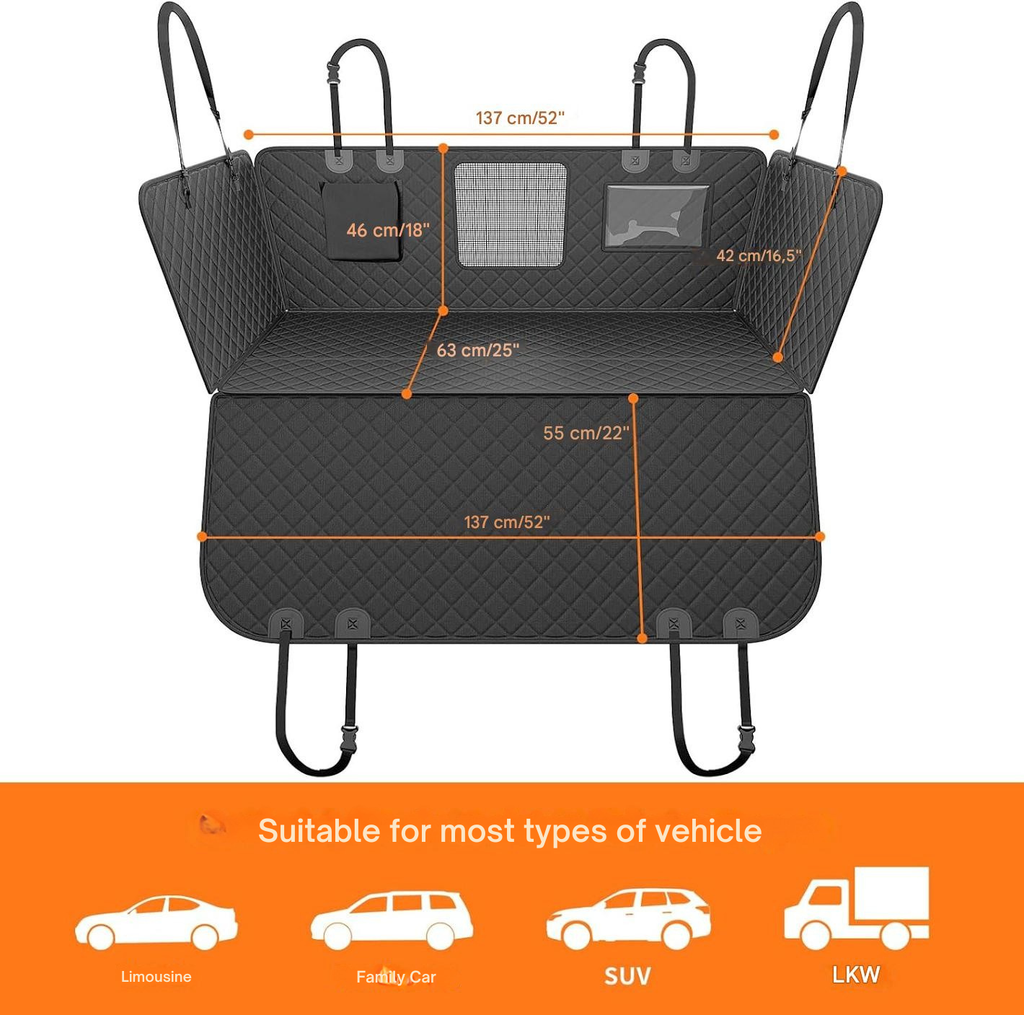 Dog Car Seat Protector | Water-Repellent Padded Mat | Wipeable Polyester | Comfortable Surface