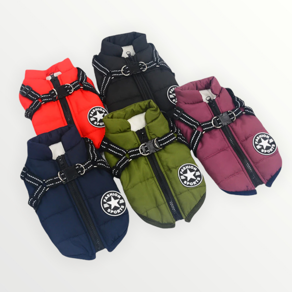 Dog Jacket | Wind & Water-Resistant | Integrated Harness & Reflective Trim