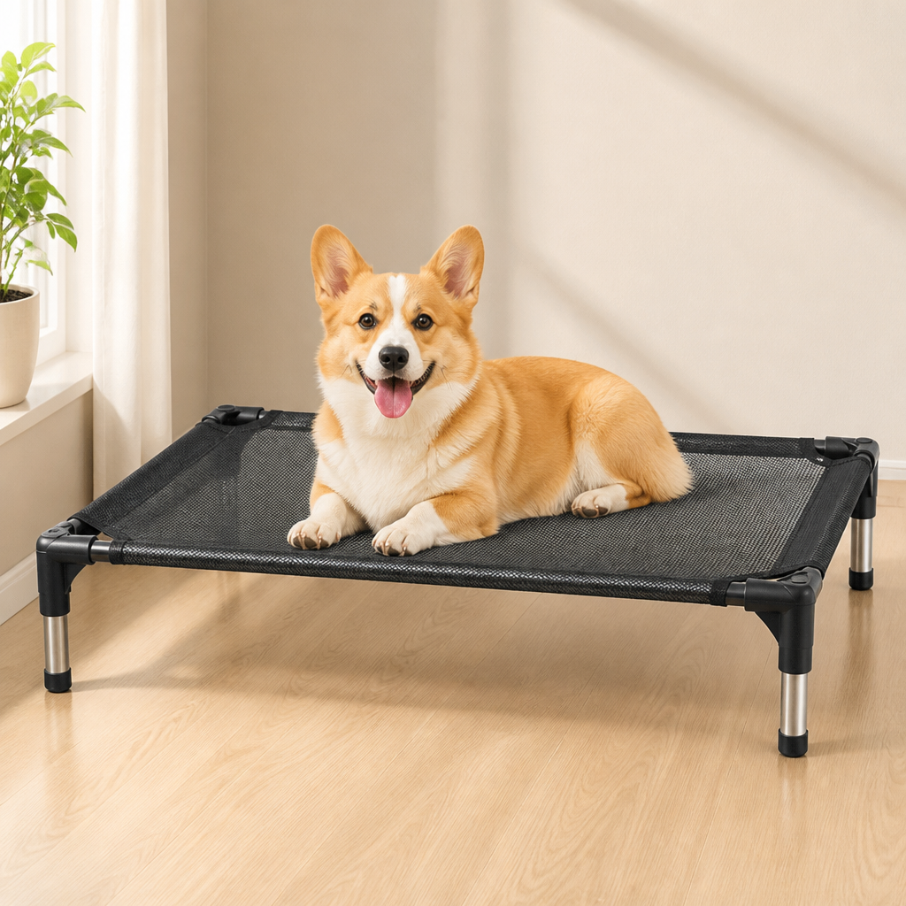 DogBedHouse Breathable Mesh & Guardrail Elevated Dog Bed