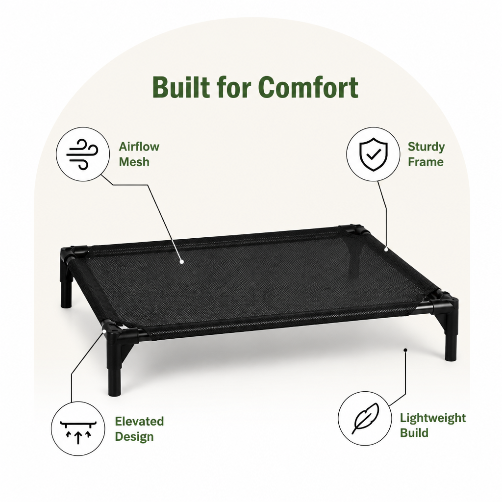 DogBedHouse Breathable Mesh & Guardrail Elevated Dog Bed
