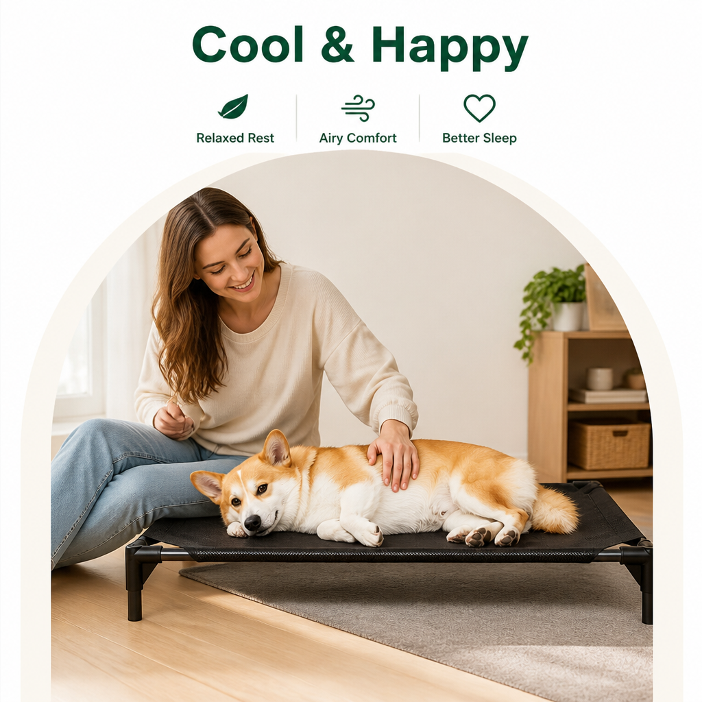 DogBedHouse Breathable Mesh & Guardrail Elevated Dog Bed