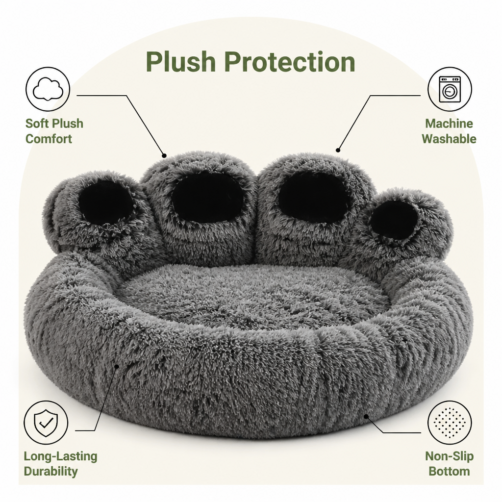 DogBedHouse Durable & Washable Plush Padded Pet Mat (Round)