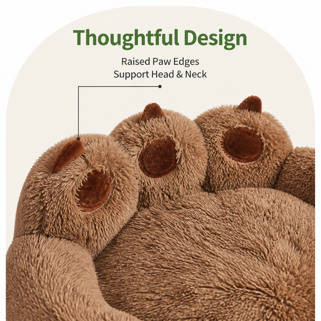 DogBedHouse Fluffy Bear-Paw & Shape-Retentive Dog Bed