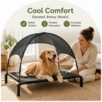 DogBedHouse Foldable Elevated Powder-Coated Steel Frame Dog Bed (Detachable Canopy)