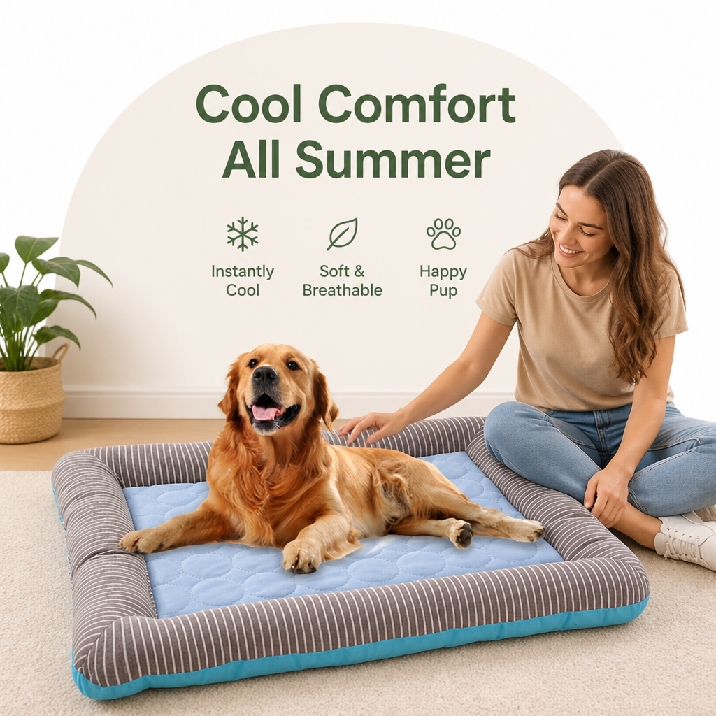 DogBedHouse Ice Silk Cooling & Non-Slip Dog Bed