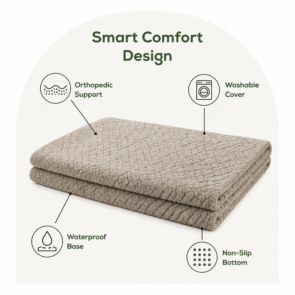 DogBedHouse Orthopedic 3D Foam Dog Bed (Removable Washable Cover)