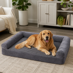 DogBedHouse Orthopedic Foam & Waterproof Bolster Dog Bed (Removable Cover)